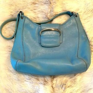 Baby blue all leather purse